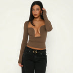 Women's Bandeau Cutout Long-Sleeve Top