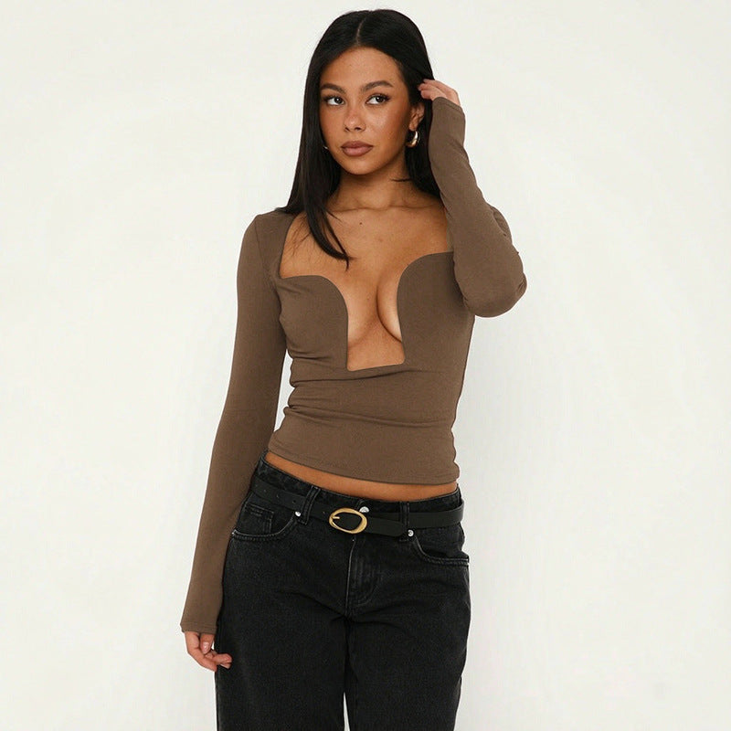 Women's Bandeau Cutout Long-Sleeve Top