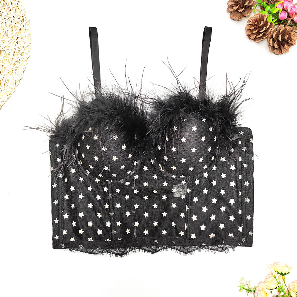 's Vest Feather Corset Waist Short Breathable Strap Body Shaping