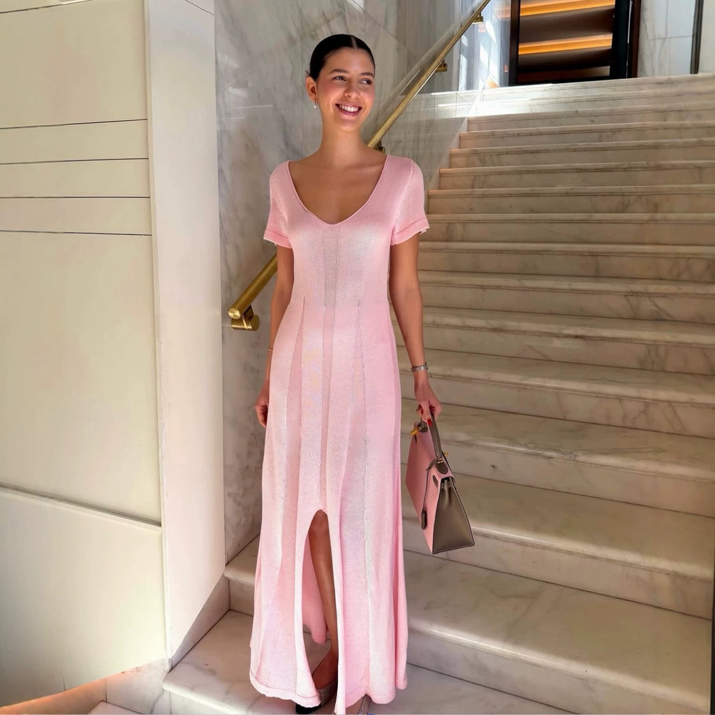 Women's Striped Knit Midi Dress
