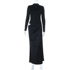 Half High Collar Long Sleeves Sexy Cutout Dress Women Autumn Sexy Dress