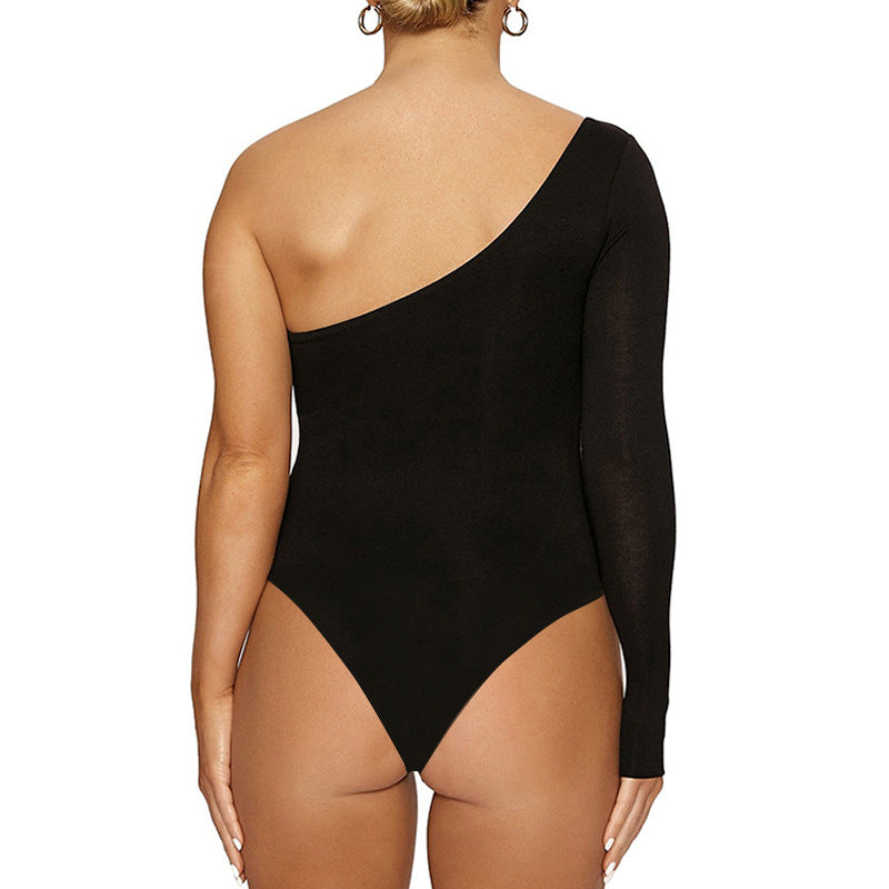 One Shoulder Long Sleeve Slim Jumpsuit