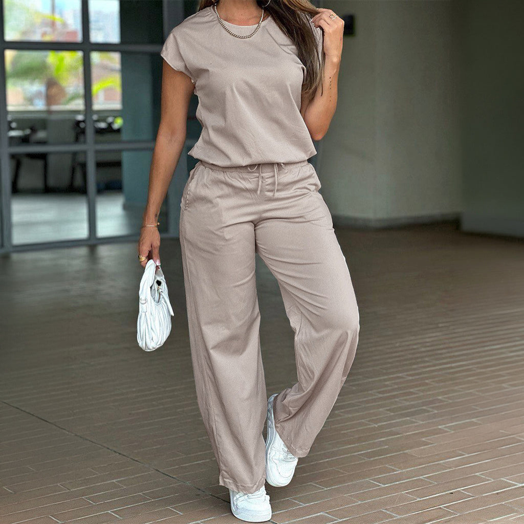 Women Clothing Summer Simple Office Ice Casual Loose Sports Set