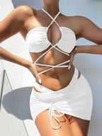 Split Solid Bikini Swimwear