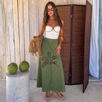 Women's White And Green Color-Block One-Piece Swimsuit