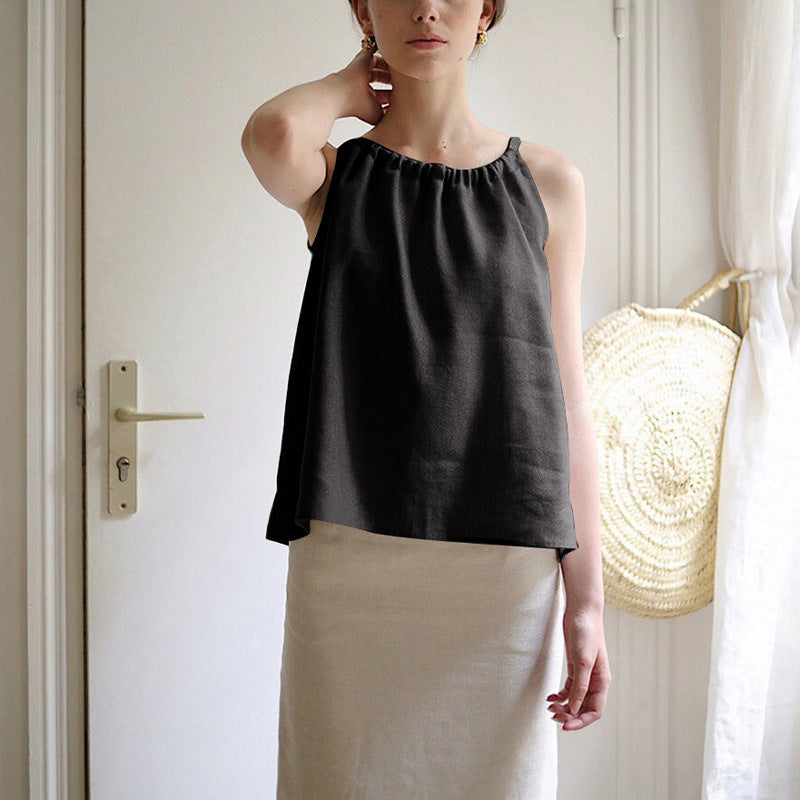 Women's Linen Halter Sleeveless Top