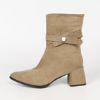 Chunky Heel Middle Boots Slimming Pointed Toe Pile Boots Knight Boots Maillard Ankle Boots Knee High Boots Martin Boots
