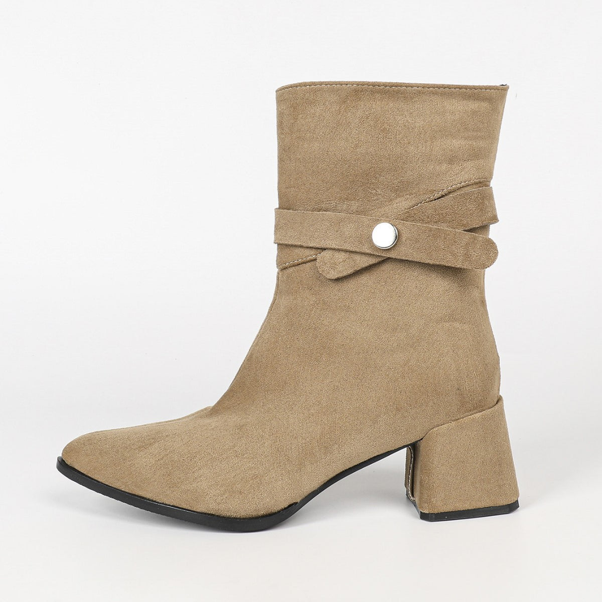 Chunky Heel Middle Boots Slimming Pointed Toe Pile Boots Knight Boots Maillard Ankle Boots Knee High Boots Martin Boots