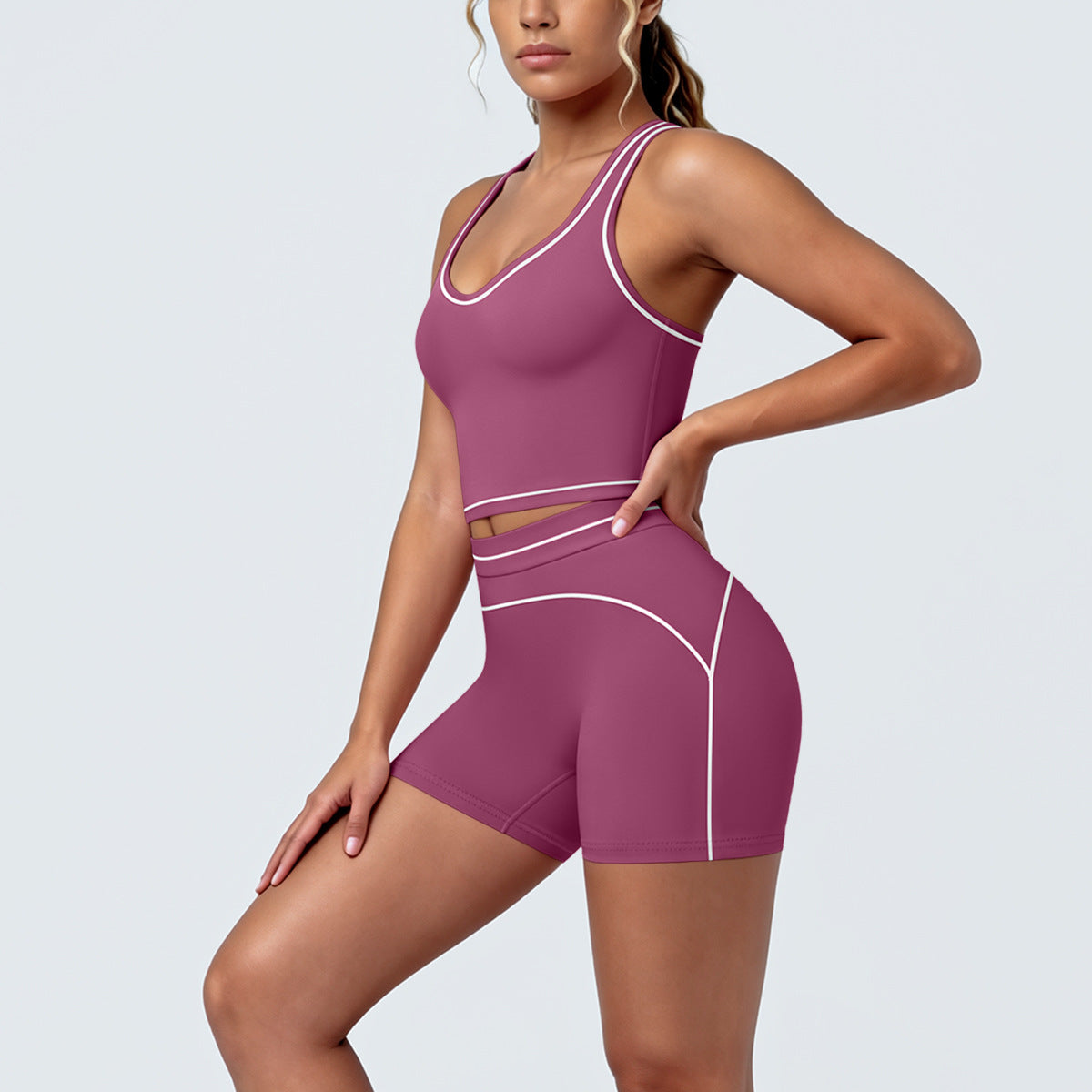 Women's Contrast-Color Yoga & Workout Set
