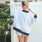 Women Clothing Loose round Neck Contrast Color Polka Dot Long Sleeve Loose Christmas Sweater