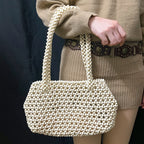 Beaded Wooden Bead French Simplicity Hollow Out Cutout Bag Special-Interest Design High Grade Shoulder Bag Handbags