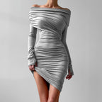 Off-Shoulder Knit High-Waist Dress
