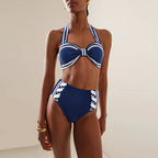 Navy Halter One-piece Swimwear