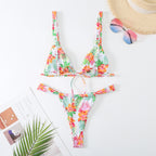 Printed Lace One-piece Swimwear