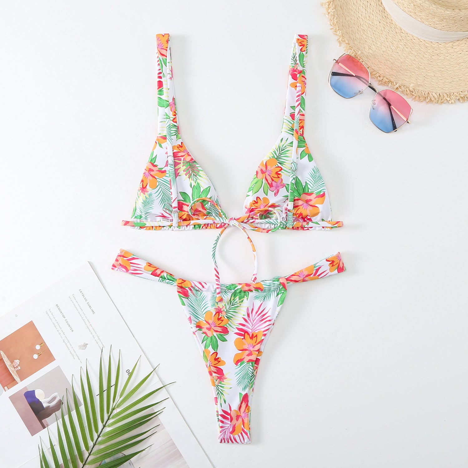 Printed Lace One-piece Swimwear