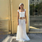 Women's Summer French Square Collar Top and Skirt Two-Piece Set