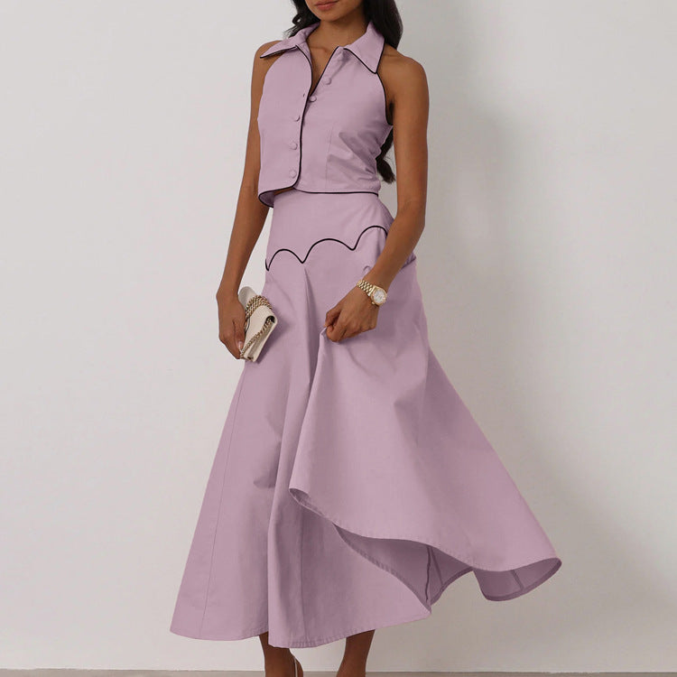 French Cardigan Top & A-Line Skirt Set