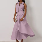 French Cardigan Top & A-Line Skirt Set