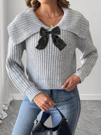 Flower Dark Gray Bow