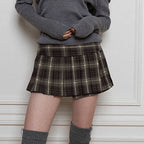 Retro British Slim Fit Plaid Girls Sense Pleated Skirt