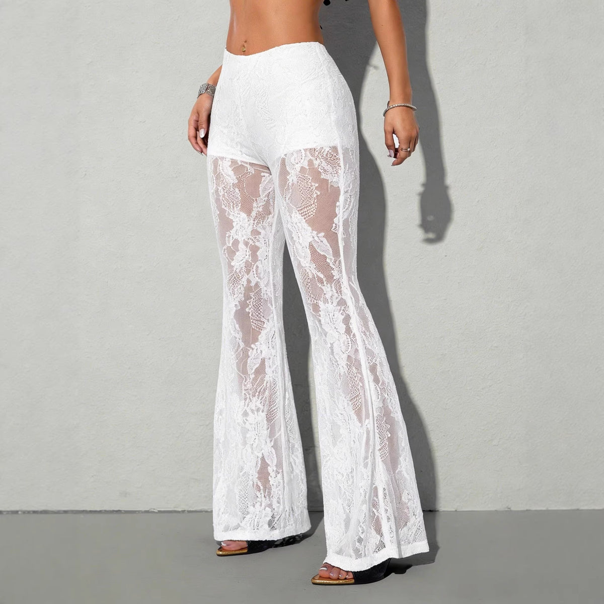 Sheer Bootcut Lace Pants