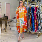 Blouse Collar Printing Long Sleeve Loose Wear Dress