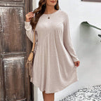Plus Size Women's Long-Sleeve Midi Dress