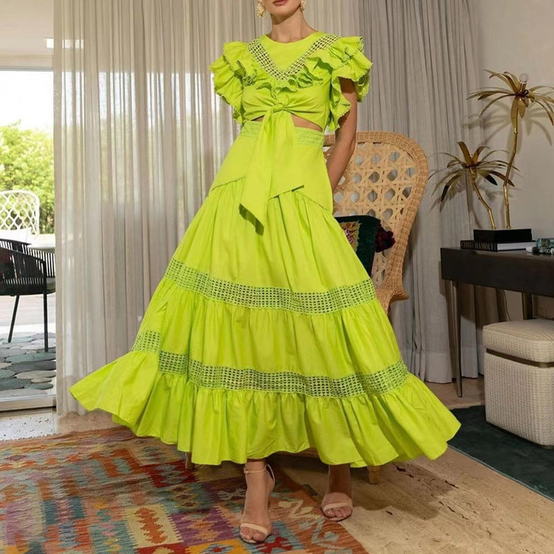 Women's Knotted Top and A-Line Skirt Set