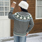 Women's Retro Nordic Round Neck Loose Fairland Brocade Sweater