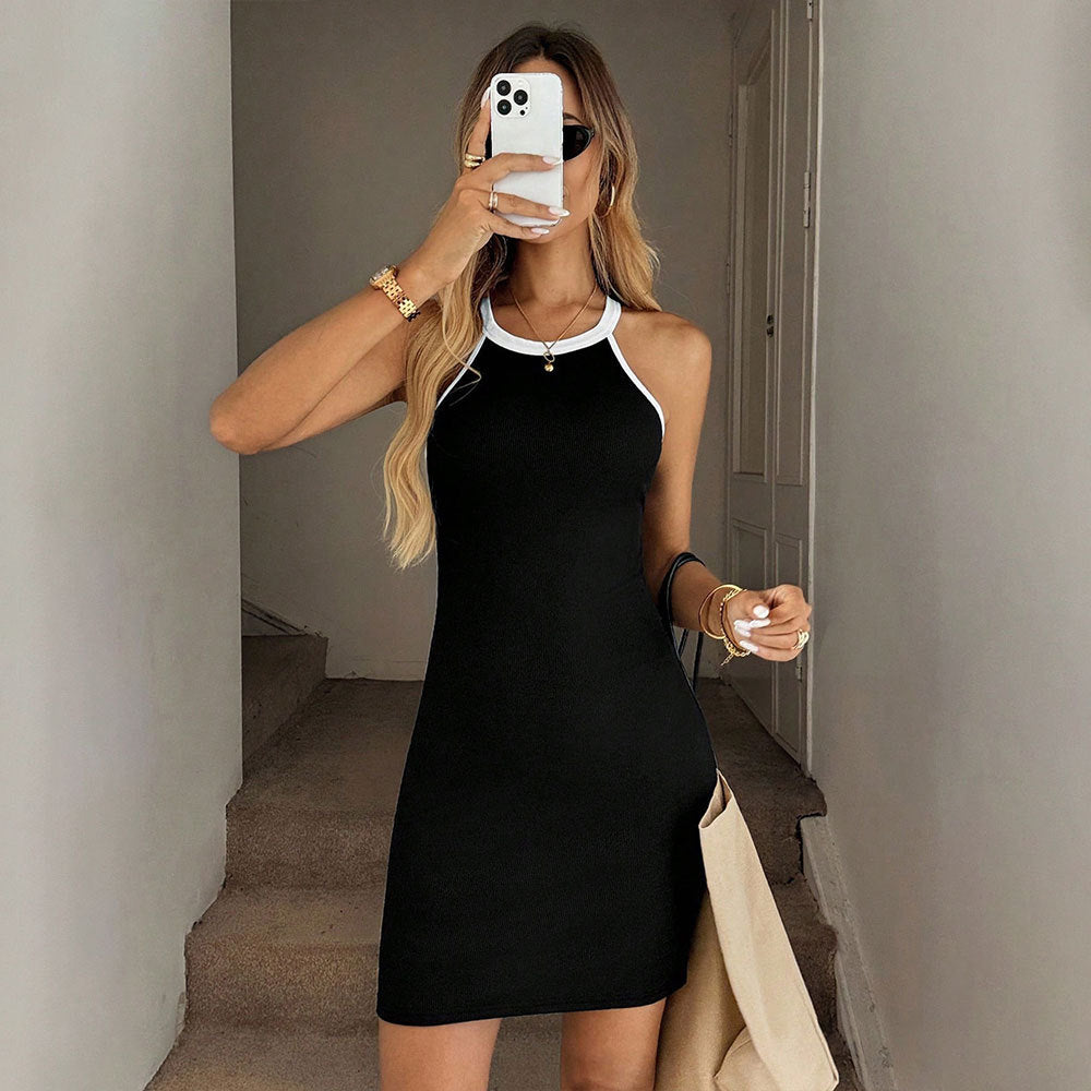 Women's Black Sleeveless -Fit Mini Dress