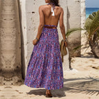 Women's Printed Halter Vacation Cami Dress