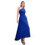 Women Clothing Pleated Slant Shoulder Asymmetric