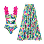 Floral Shoulder One-piece Swimwear