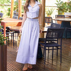 Summer Women Striped Skirt Top Slim Fit Two Piece Sets