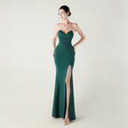 Women's Wrapped Chest Folding Heart Shaped Collar Evening Dress Back Cross