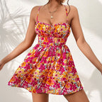 Women's Women's Vacation Dress Seaside Holiday Floral Square Collar
