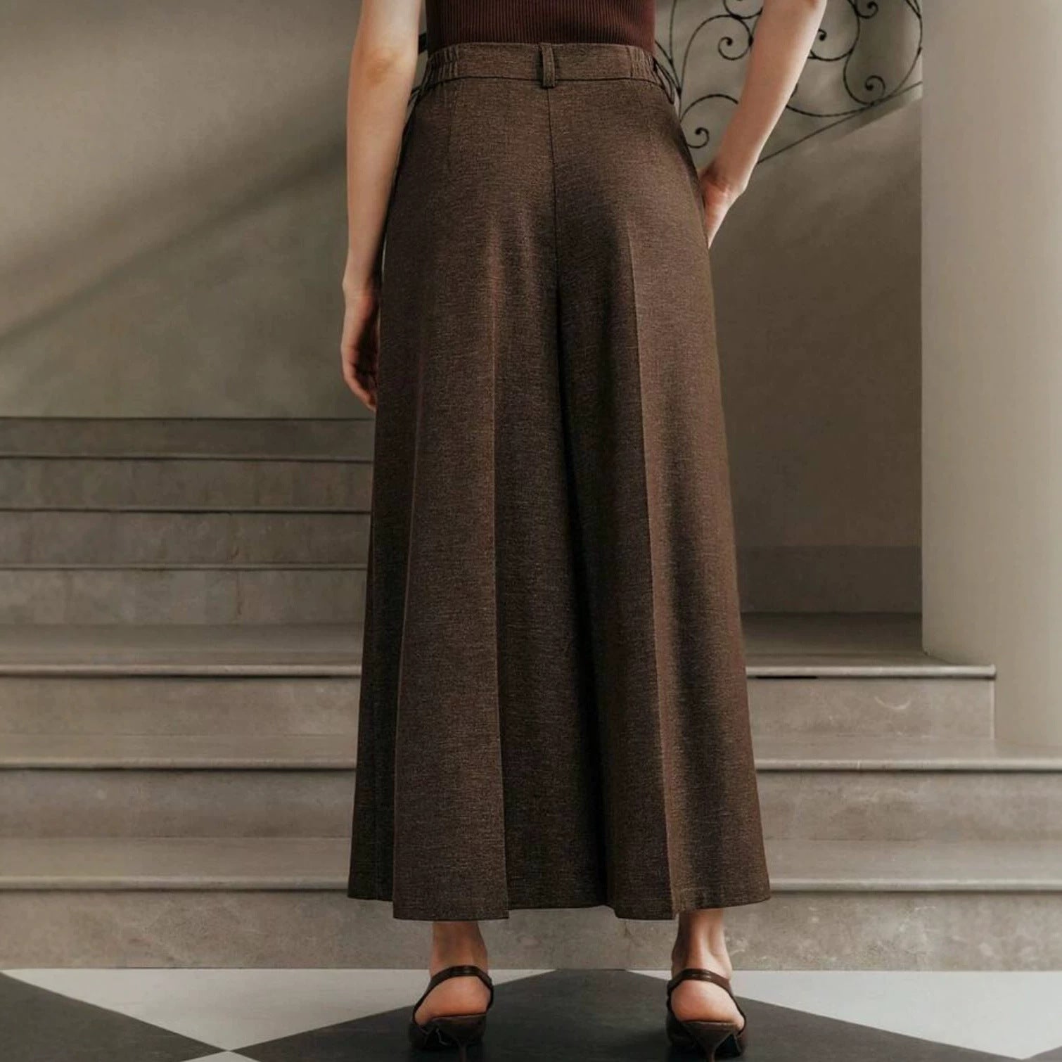 Retro Affordable Luxury Design Loose Slimming Casual Pants High End High Waist A line Small Wide Leg Pants