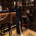 V-Neck Split Party Dress