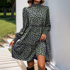 Women's Patchwork Autumn Leopard Print Long-Sleeve Dress