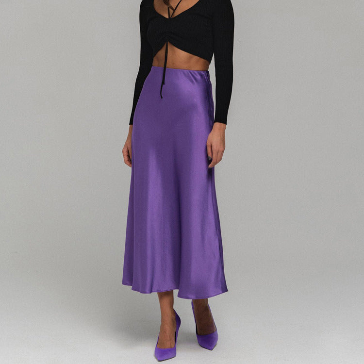 Elegant Solid Skirt Office High Waist Hip Skirt