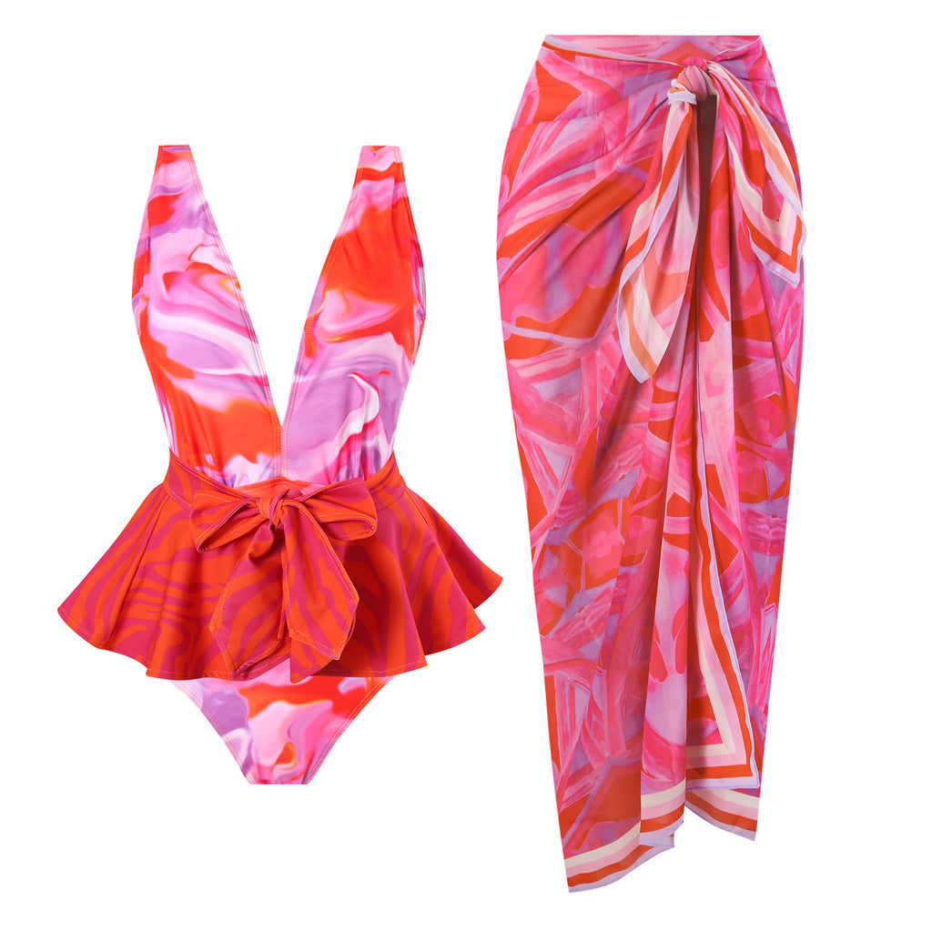 Retro Deep One-piece Swimwear