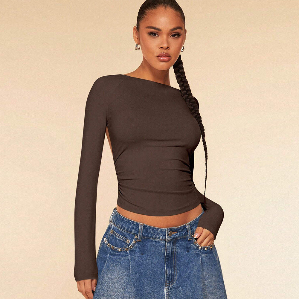 T Shirt Backless Design Short Top Women