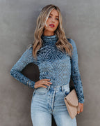 Women's Turtleneck Velvet Burnt-Out Bottoming Shirt