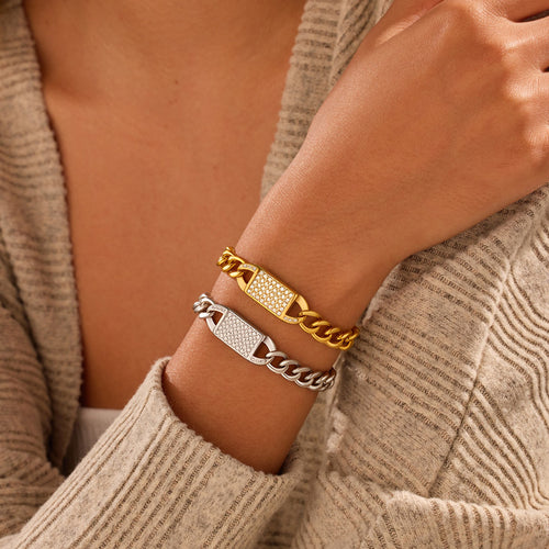 Hip Hop Personalized Diamond Bracelet Simple Encryption round Grinding Chain Street Stylish Simple Bracelets