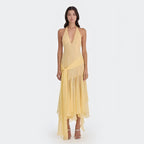 Women's Halter Chiffon Deep-V Sheer Maxi Dress