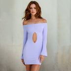Women's Off-Shoulder Cutout Long-Sleeve Mini Dress