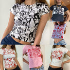 Abstract Print Cropped T-Shirt