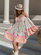 Women's Printed Off-Shoulder Tassel Vacation Dress