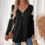Women’s Black Embroidered Raglan Long Sleeve Top