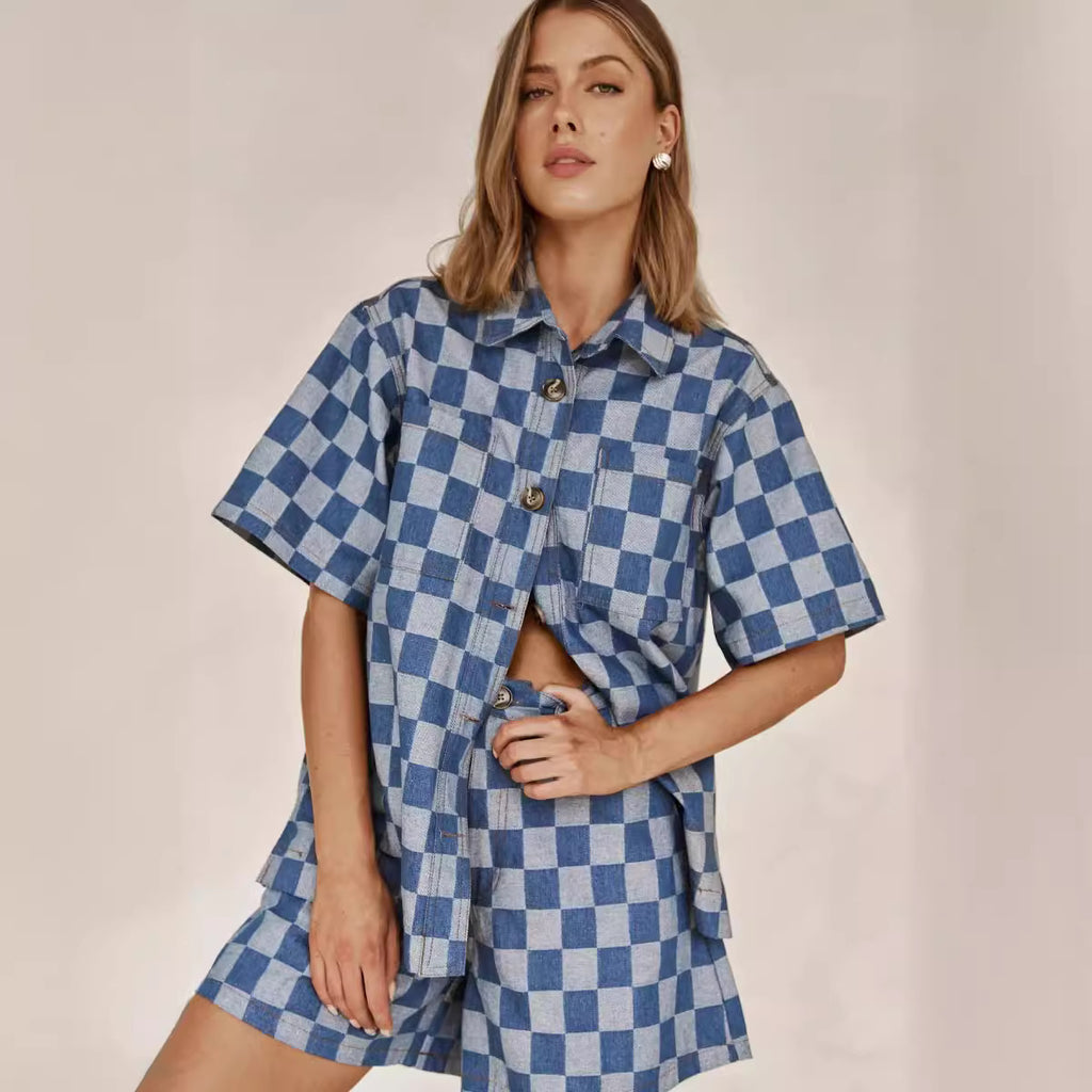 Women's Summer Casual Short Sleeve Coordinated Two-Piece Set